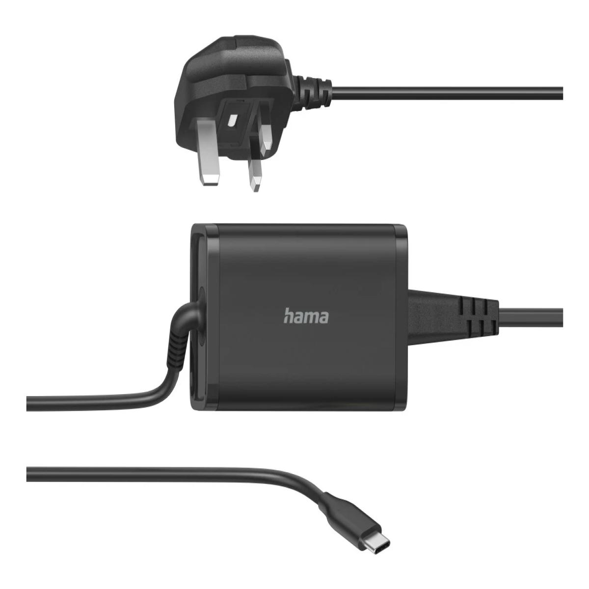 Hama Universal USB-C Notebook PSU, UK Cable, Power Delivery (PD), 5-20V/65W