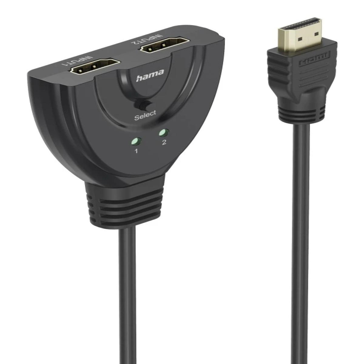 Hama 4K HDMI 2x1 Toggle Switch, 2x HDMI Socket - 1x HDMI Plug