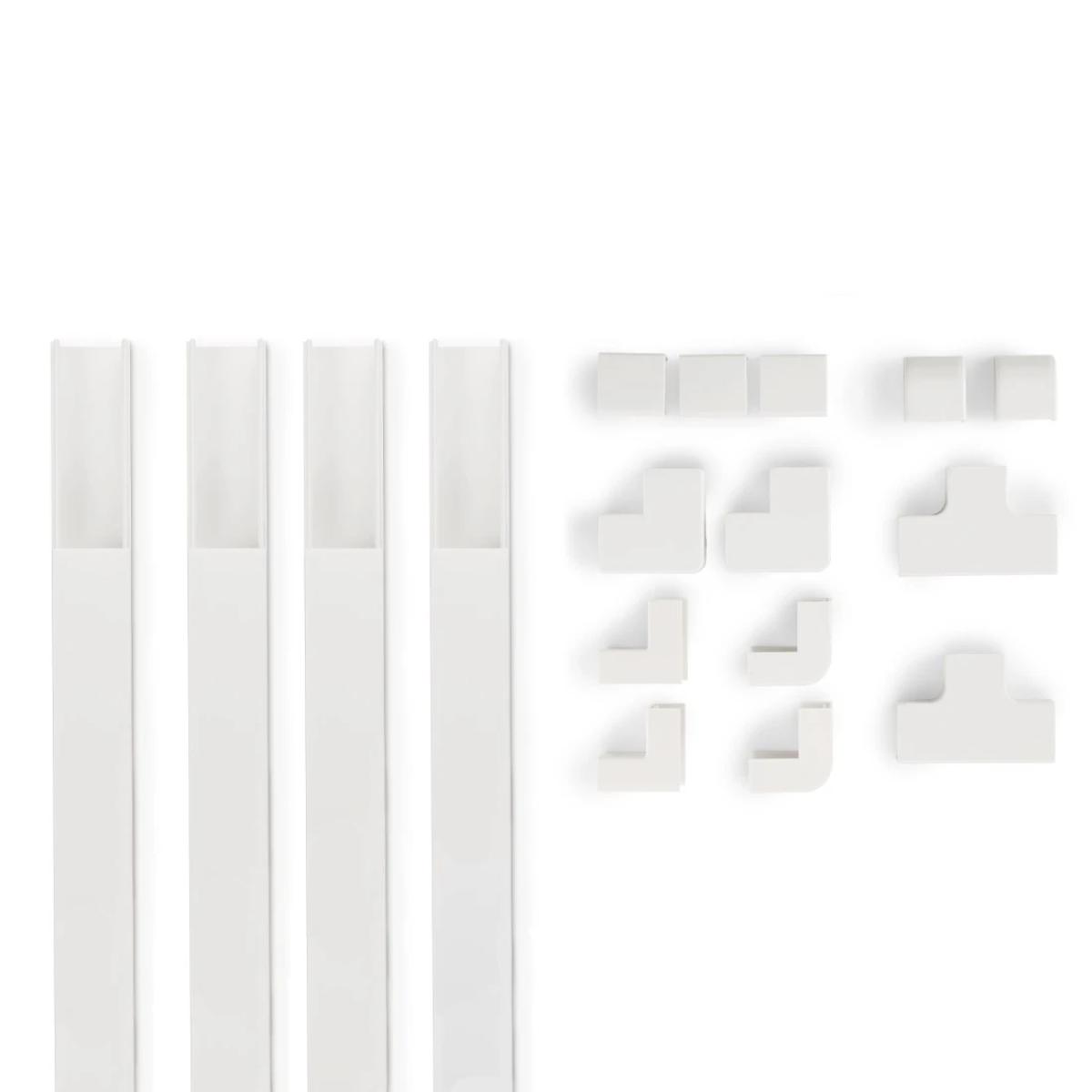 Hama Cable Duct Kit, 4 Pcs, Self-adhesive, 1 m, Incl. Connecting Pieces, white