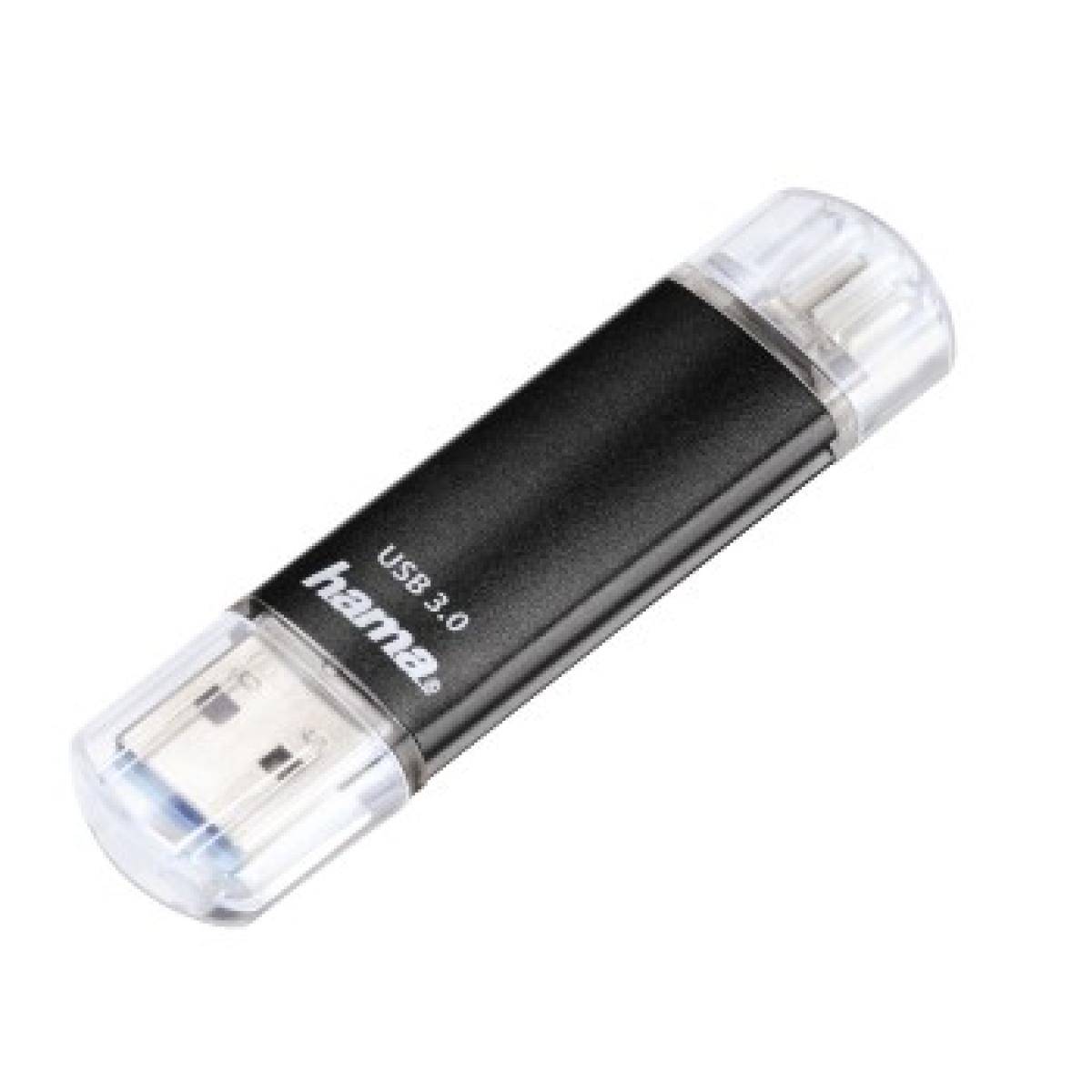 Hama Laeta Twin USB Flash Drive, USB 3.0, 128 GB, 40 MB/s, black