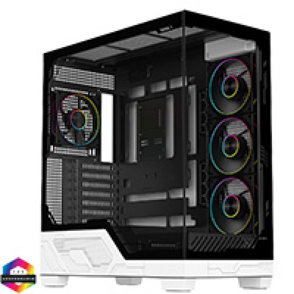 Powercool Ultra White ATX Gaming Case With Black Interior Tempered Glass Panels With 4 x PWM ARGB Fans and 9 Port PWM Hub Included