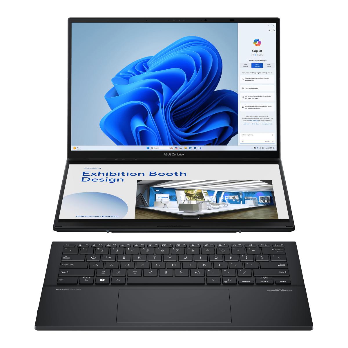 ASUS Zenbook Duo UX8406MA-QL207W Intel Core Ultra 7 155H Hybrid (2-in-1) 35.6 cm (14") Touchscreen WUXGA 16 GB LPDDR5x-SDRAM 1 TB SSD Wi-Fi 6E (802.11ax) Windows 11 Home Grey