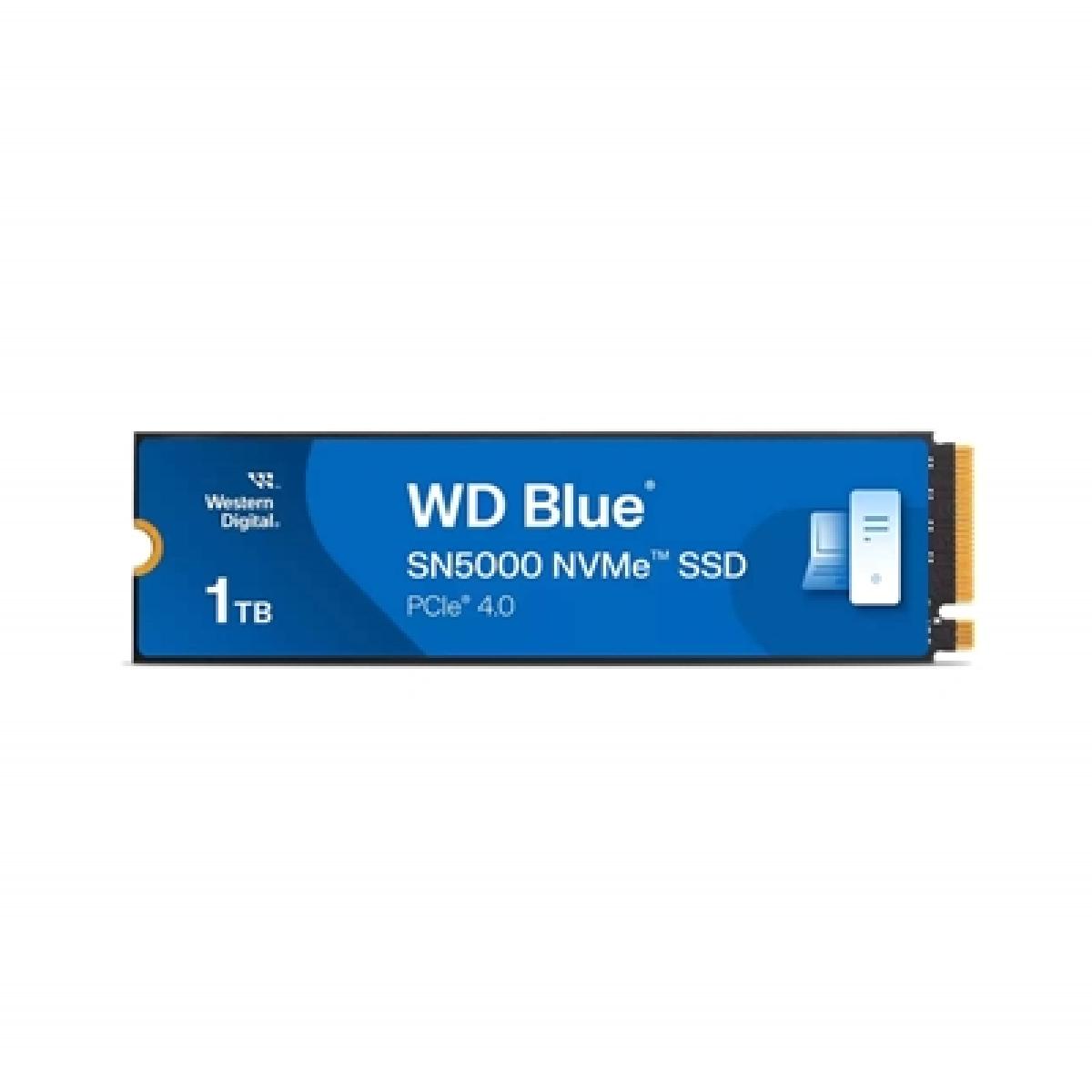 WD Blue SN5000 (WDS100T4B0E-00CNZ0) 1TB NVMe SSD, M.2 Interface, PCIe Gen4, 2280, Read 5150MB/s, Write 4900MB/s, 5 Year Warranty