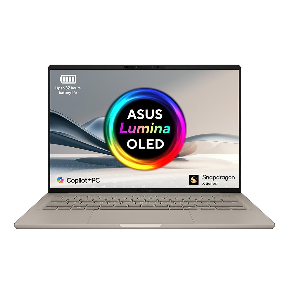 ASUS Zenbook A14 UX3407QA-QD244W Copilot+ PC Snapdragon X1-26-100 Laptop 35.6 cm (14") WUXGA 16 GB LPDDR5x-SDRAM 1 TB SSD Wi-Fi 6E (802.11ax) Windows 11 Home Beige