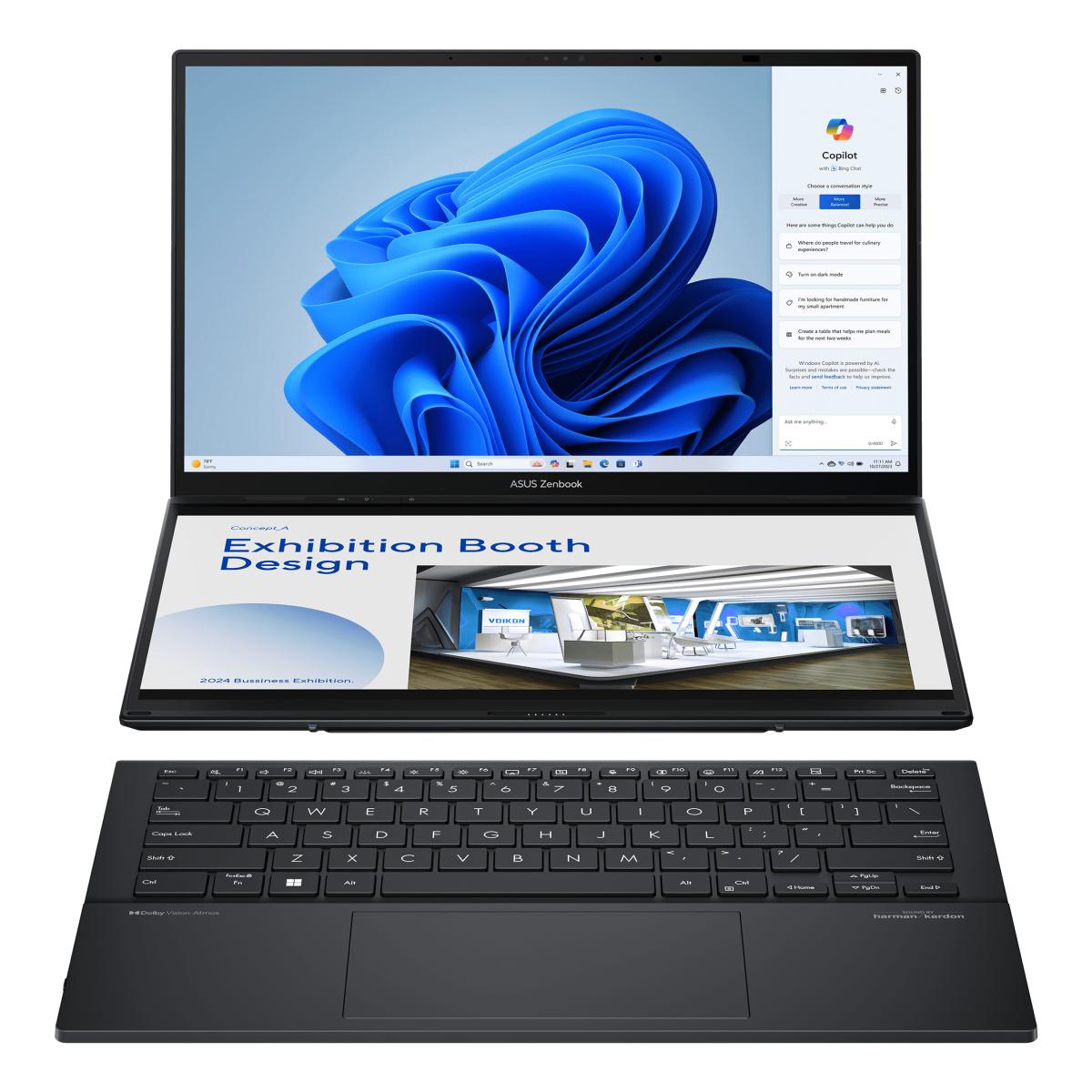 ASUS Zenbook Duo UX8406MA-QL207W Intel Core Ultra 7 155H Hybrid (2-in-1) 35.6 cm (14") Touchscreen WUXGA 16 GB LPDDR5x-SDRAM 1 TB SSD Wi-Fi 6E (802.11ax) Windows 11 Home Grey