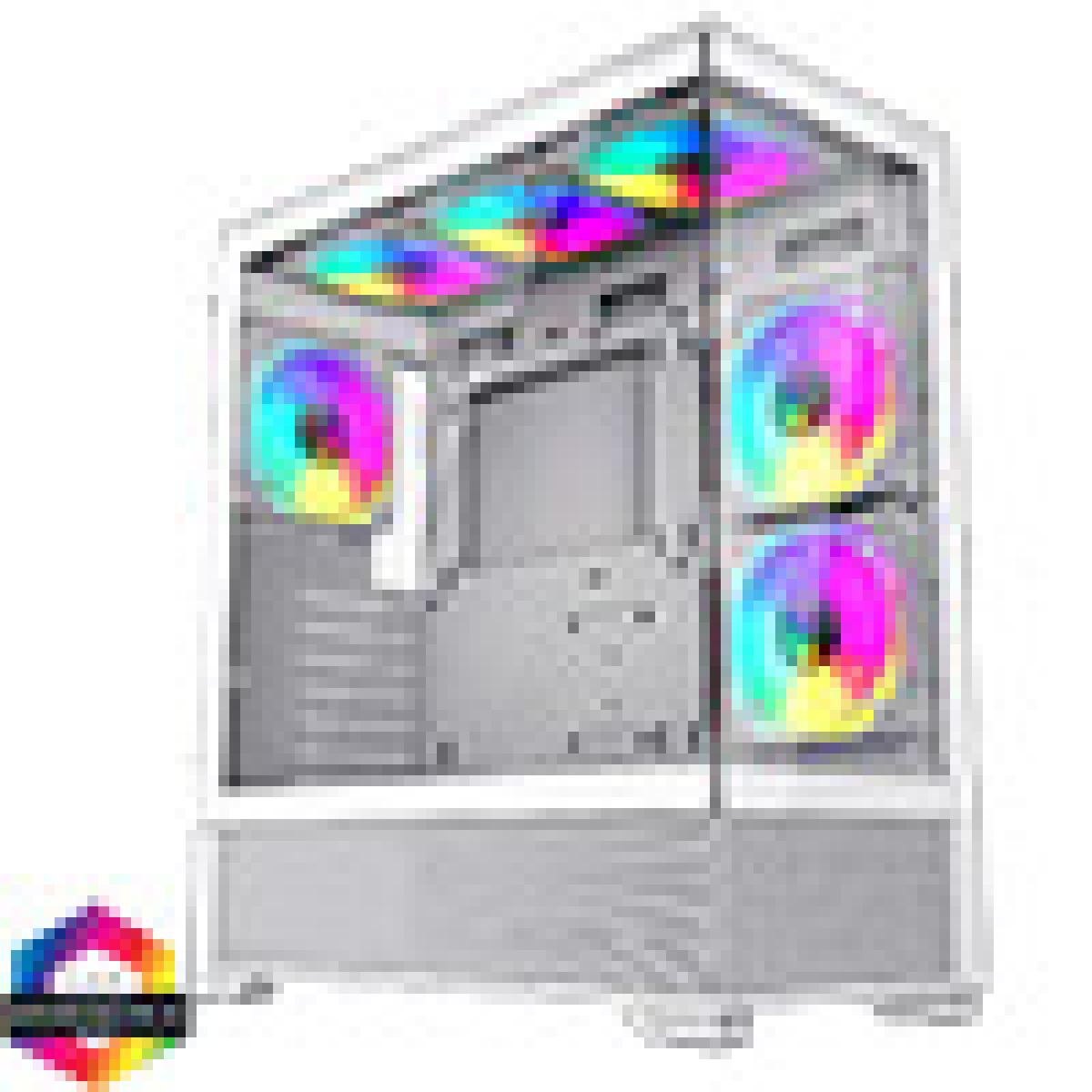 GameMax Vista White ATX Gaming Case With Tempered Glass Front and Side Panels With 6 x FN12A-C8I 120mm Infinity Fans Bundled