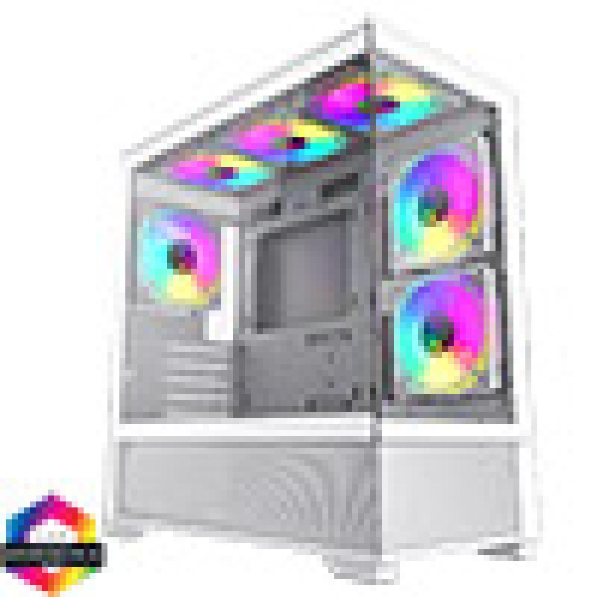 GameMax Vista Mini White Micro-ATX Gaming Case With Tempered Glass Front and Side Panels With 6 x FN12A-C8I 120mm Infinity Fans Bundled