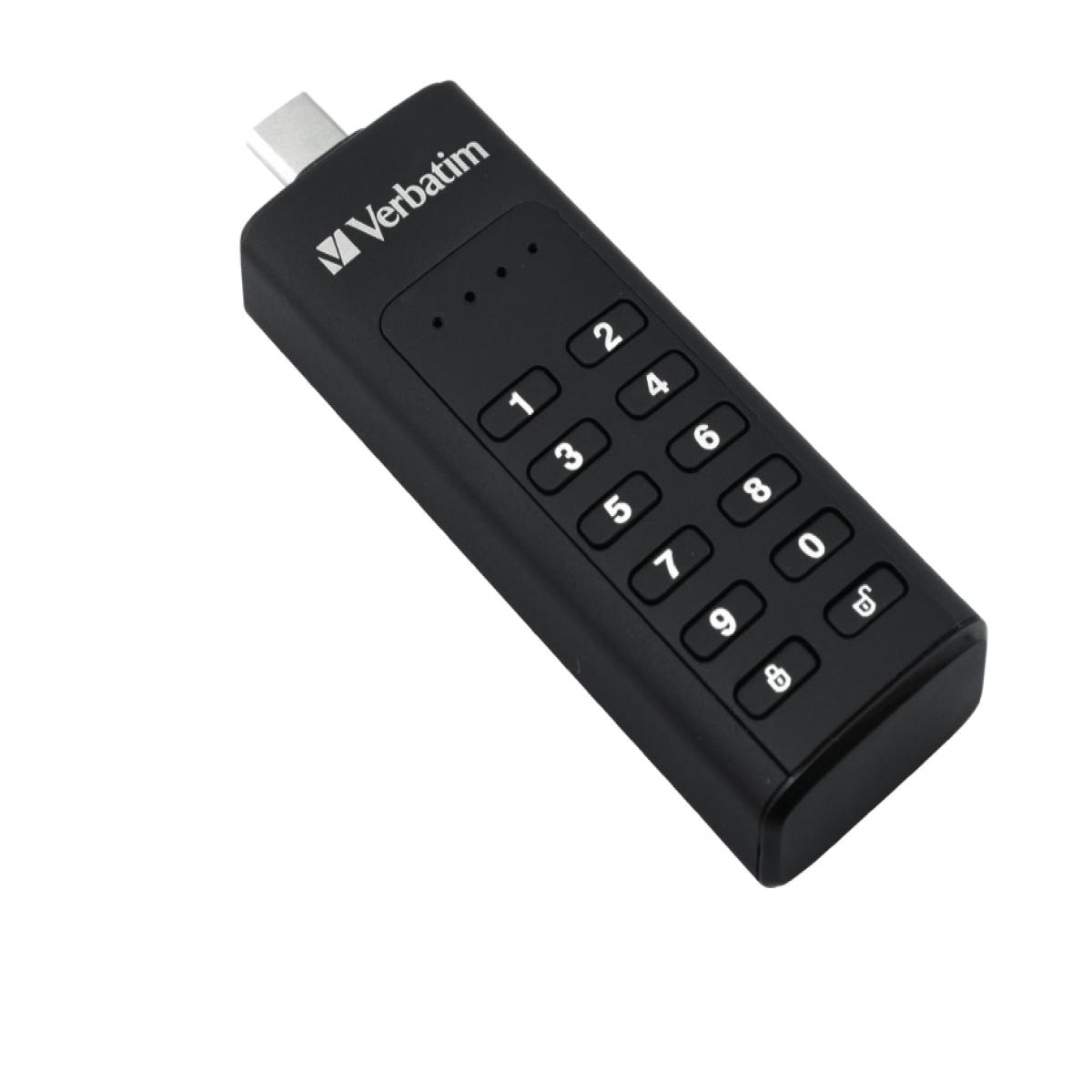 Verbatim Keypad Secure - USB-C Drive with Password Protection and AES-256 HW encryption to protect your data - 32 GB - Black