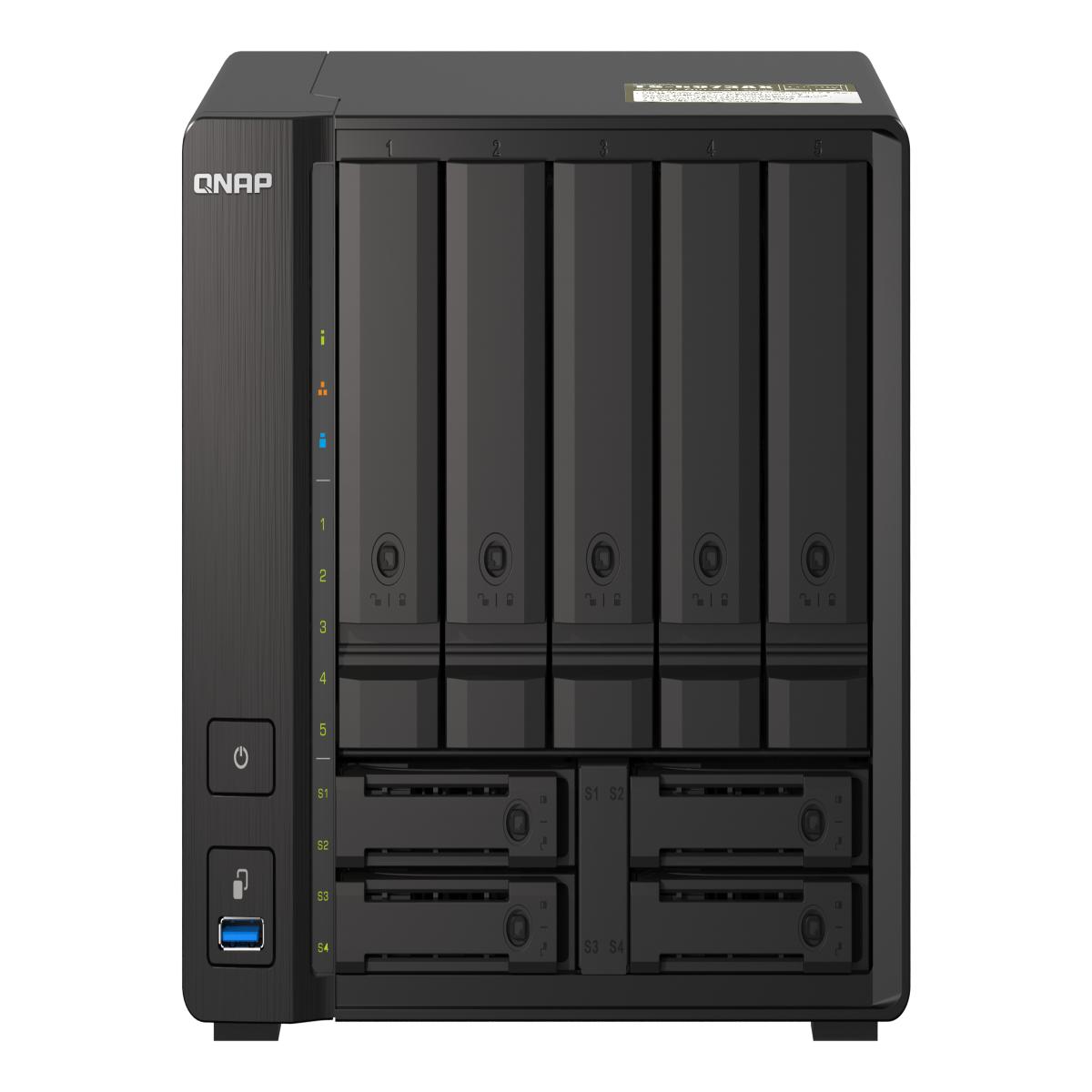 QNAP TS-H973AX-8G NAS Tower Ryzen Embedded V1500B 8 GB DDR4 40 TB HDD QuTS hero Black