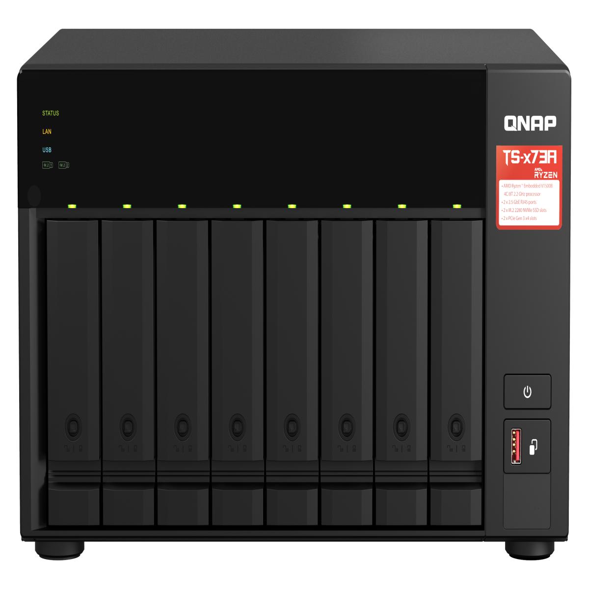 QNAP TS-873A NAS Tower Ryzen Embedded V1500B 8 GB DDR4 80 TB HDD QNAP Turbo System Anthracite