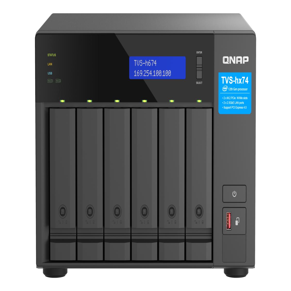 QNAP TVS-h674 NAS Tower Intel® Core™ i3 i3-12100 16 GB DDR4 36 TB HDD QuTS hero Black
