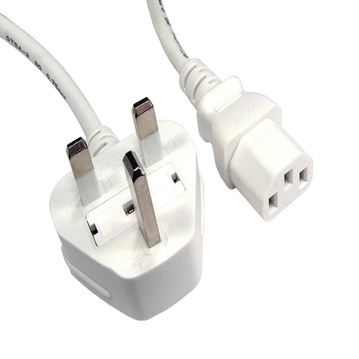 CDL UK Plug to C13 Mains Lead - Wh