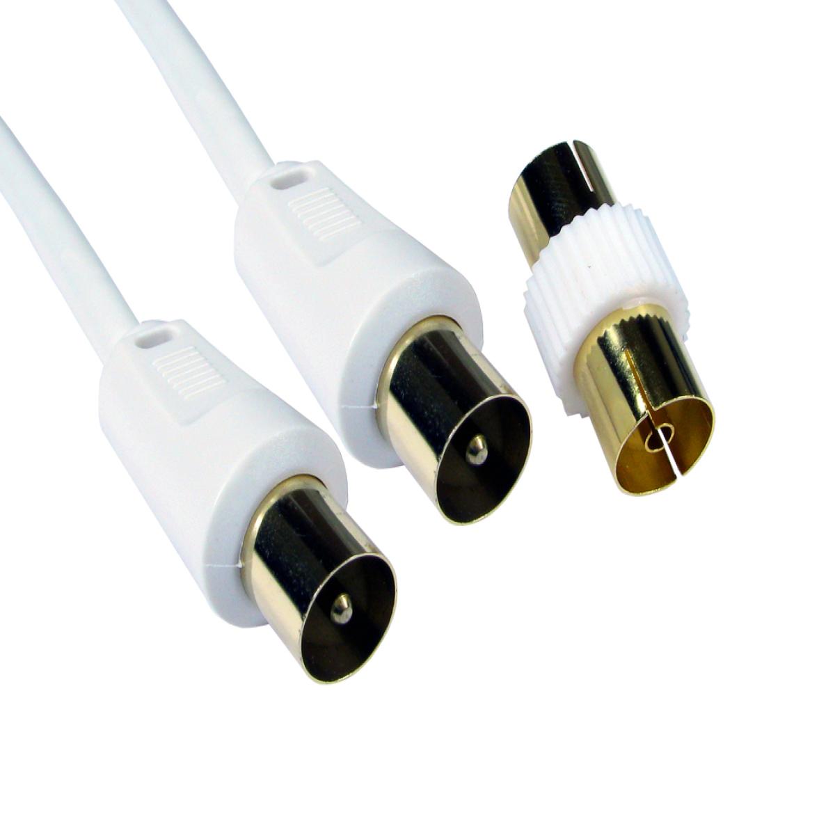 CDL 2m TV Cable+Female Coup -White