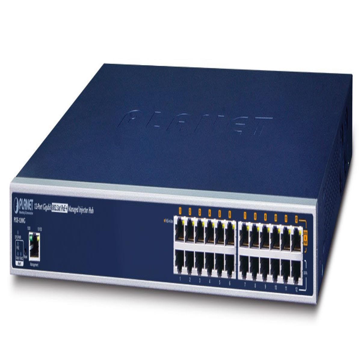 12P Mngd Inj Hub Gb PoE+ 220W