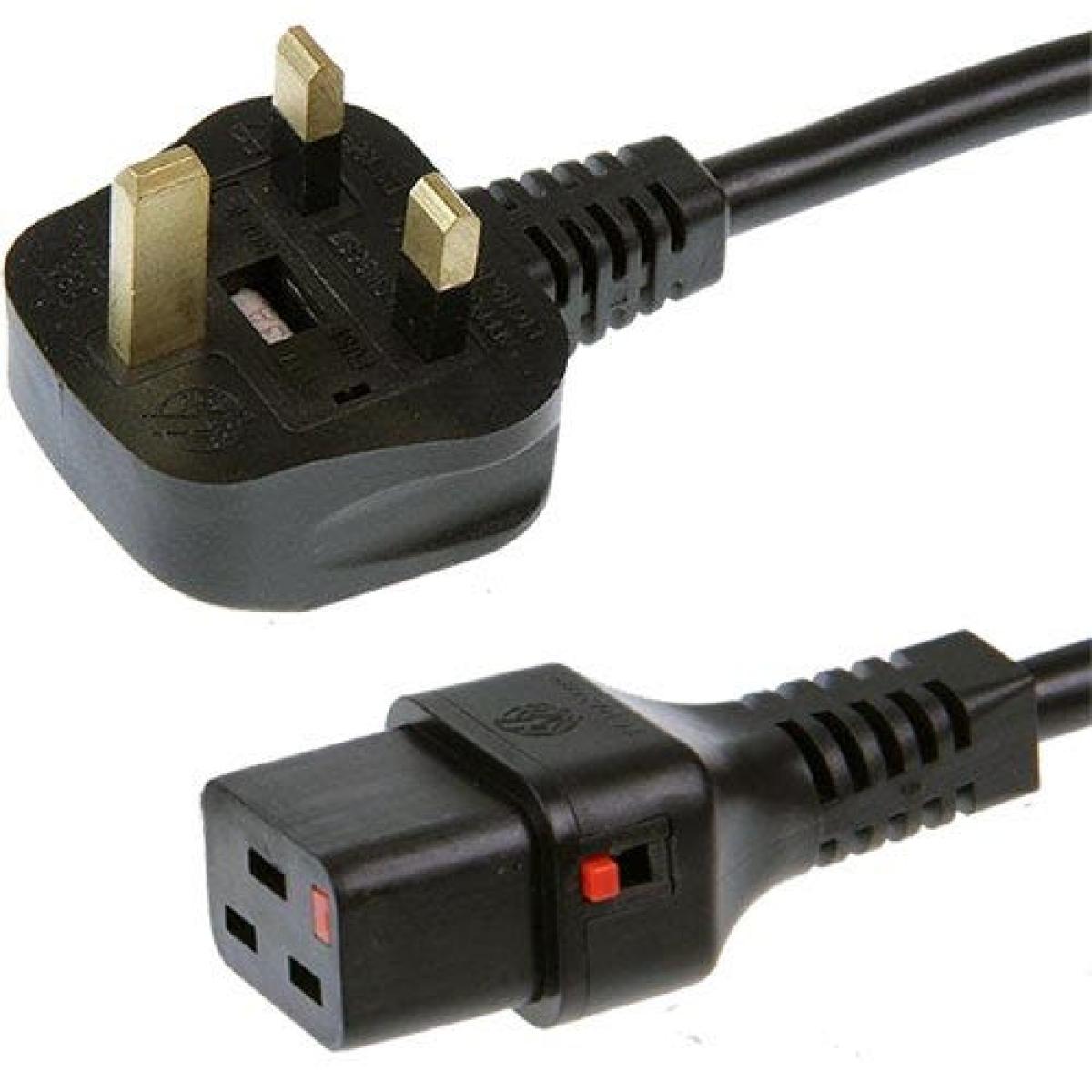 2M UK 13A C19 Lck Bk PVC 1.5MM