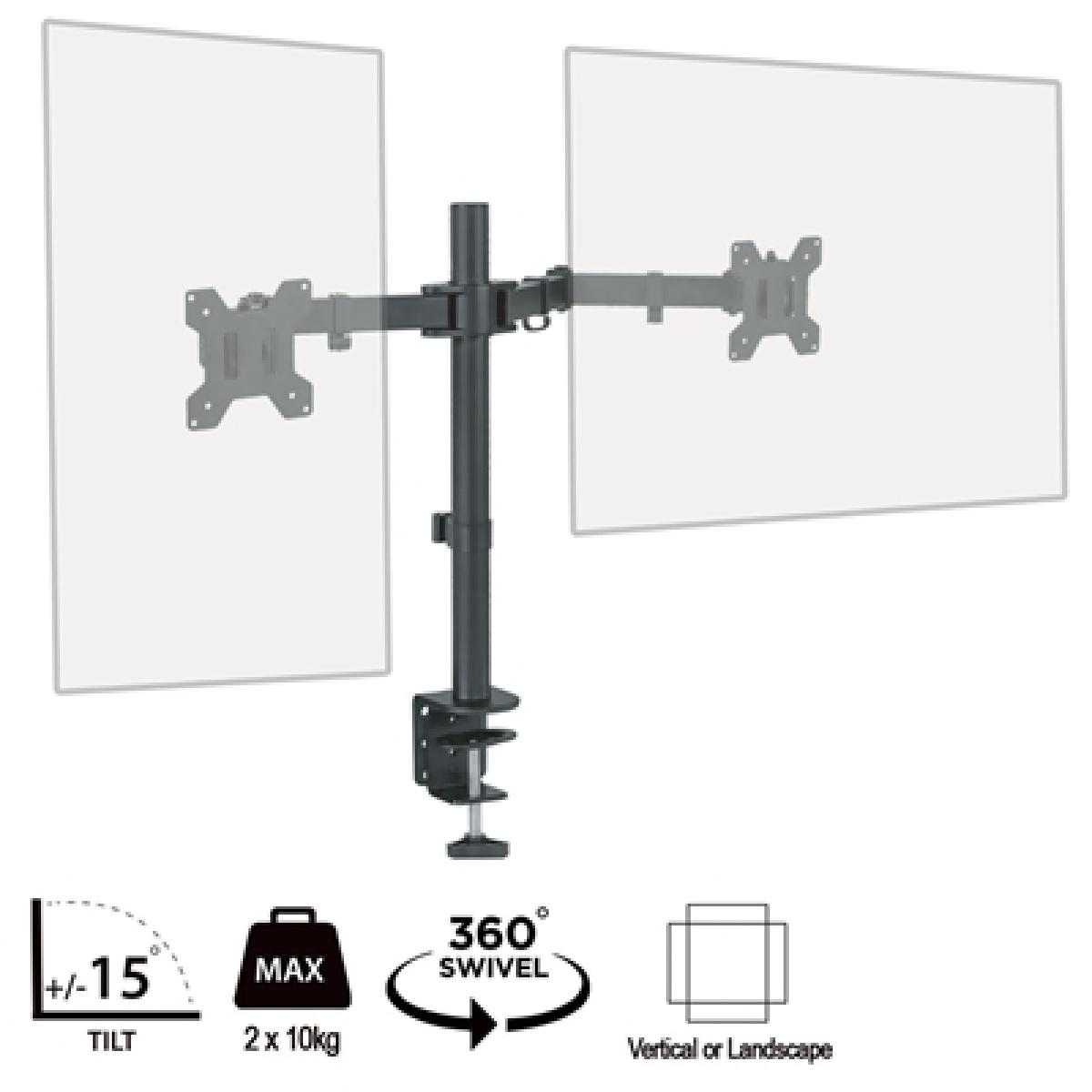 piXL Desk-Mounted Fully-Adjustable Dual Monitor Arm for Screens Up To 27 inch with VESA Mount & Built-In Cable Management