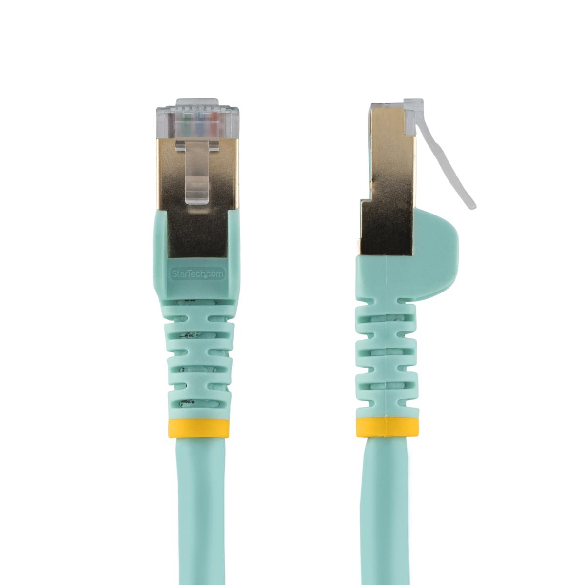 StarTech.com 12ft CAT6a Ethernet Cable - 10 Gigabit Shielded Snagless RJ45 100W PoE Patch Cord - 10GbE STP Network Cable w/Strain Relief - Aqua Individually Tested/Wiring is UL Certified/TIA