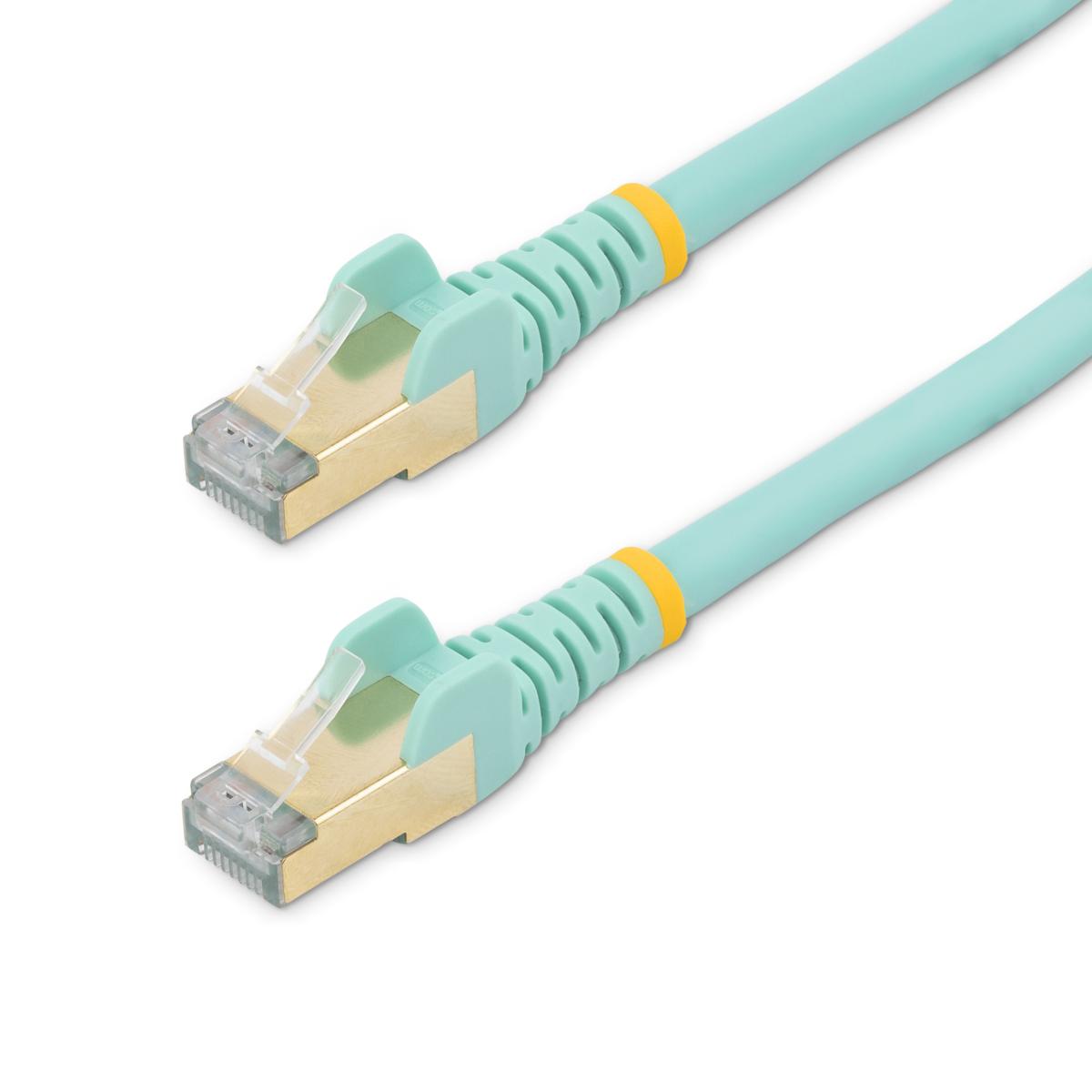 StarTech.com 6 in CAT6a Ethernet Cable - 10 Gigabit Shielded Snagless RJ45 100W PoE Patch Cord - 10GbE STP Network Cable w/Strain Relief - Aqua Individually Tested/Wiring is UL Certified/TIA
