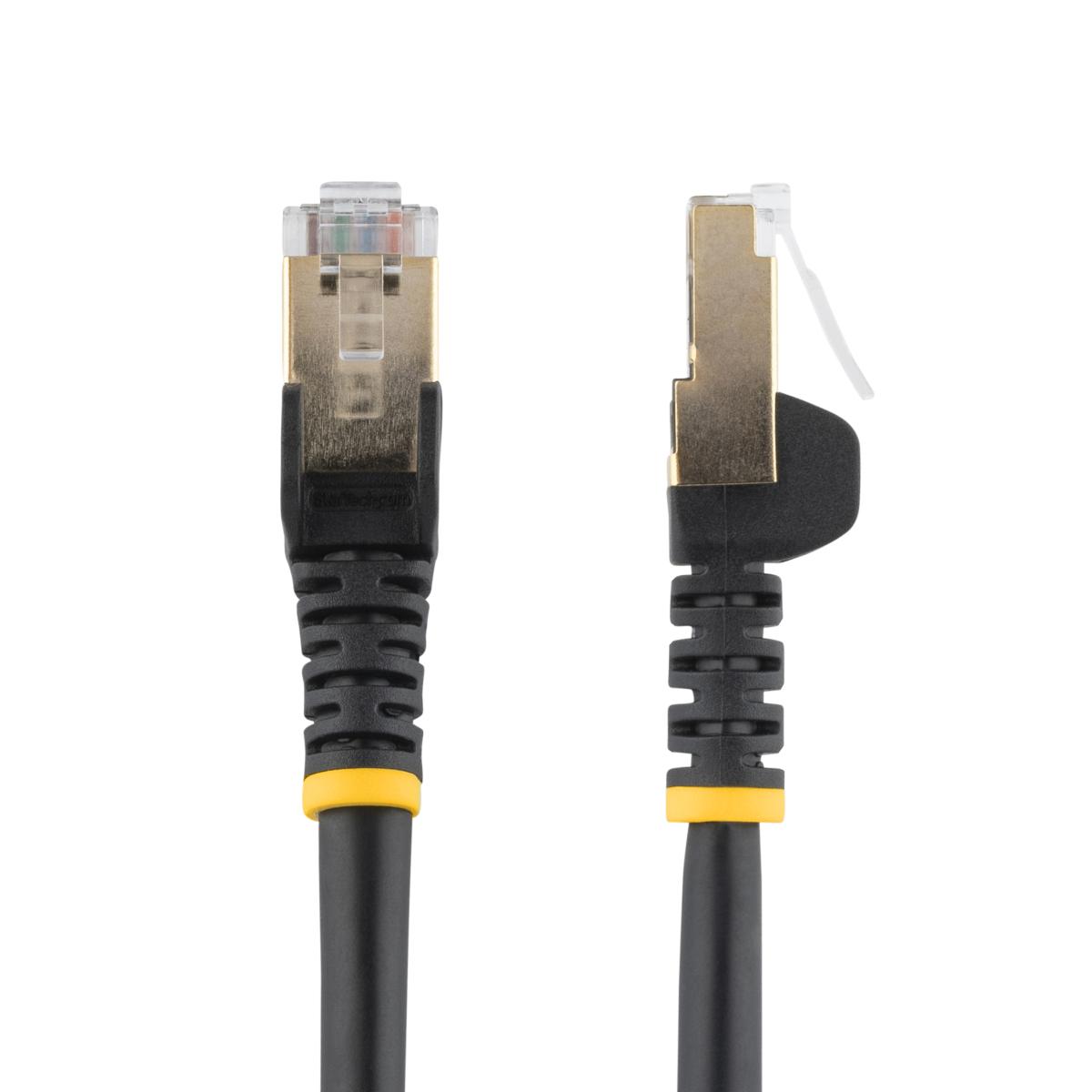 StarTech.com 6 in CAT6a Ethernet Cable - 10 Gigabit Shielded Snagless RJ45 100W PoE Patch Cord - 10GbE STP Network Cable w/Strain Relief - Black Individually Tested/Wiring is UL Certified/TIA