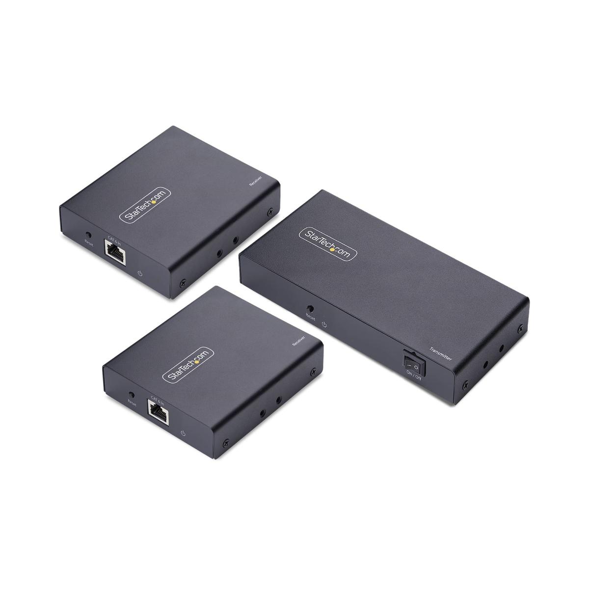 StarTech.com 2-Port HDMI Extender and Splitter Over CAT6, 4K 60Hz, Up to 230ft (70m), 1x2 HDMI over Ethernet Distribution Kit with IR and Power Over Cable