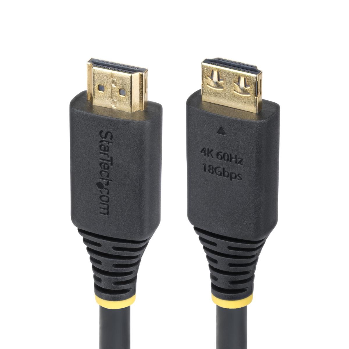 StarTech.com 50cm (1.6ft) High Speed HDMI Cable with Gripping Connectors, 4K 60Hz/1440p 144Hz, HDR10/HDCP 2.2/ARC, 18Gbps, UHD HDMI Cord for TV/Monitor/Display, TPE Jacket