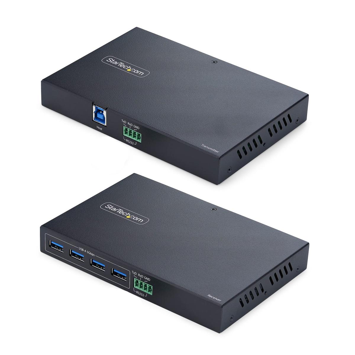 StarTech.com 4-Port USB 3.0 Extender over Ethernet up to 330ft (100m) via Cat6a / Cat7 / Cat8 RJ45 Cable, Extension for Remote USB Devices, 4x USB-A 5Gbps Hub, TAA
