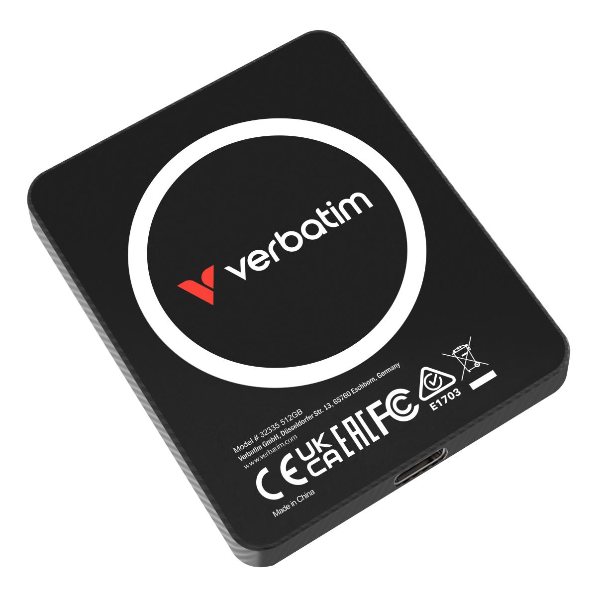 Verbatim SnapBack Ultra Slim SSD 512GB USB Type-C USB 3.2 Gen 2x2 Black