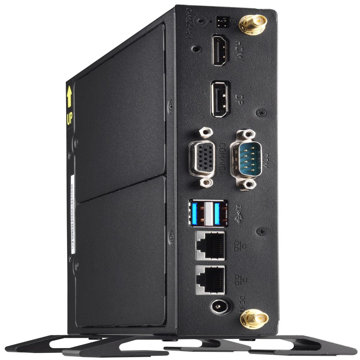 Shuttle XPC slim Barebone DS10U, Celeron 4205U, 1xHDMI,1xDP,1x VGA, 2x LAN,1xCOM, 8x USB, fanless, 24/7 permanent operation