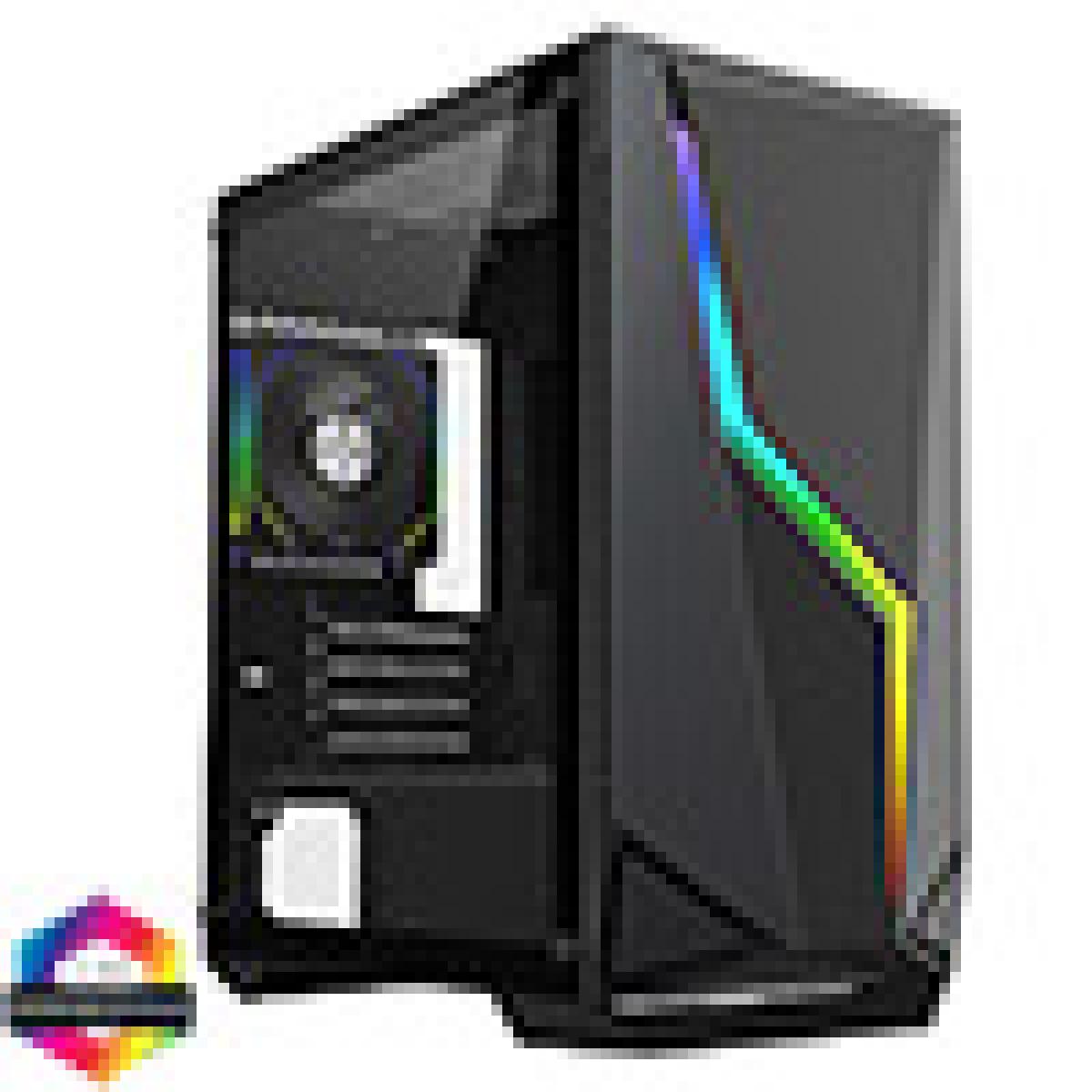 CiT Volt Black Micro-ATX Gaming Case With 1 x 120mm Two-Sided Infinity ARGB Fan and ARGB LED Strip Included