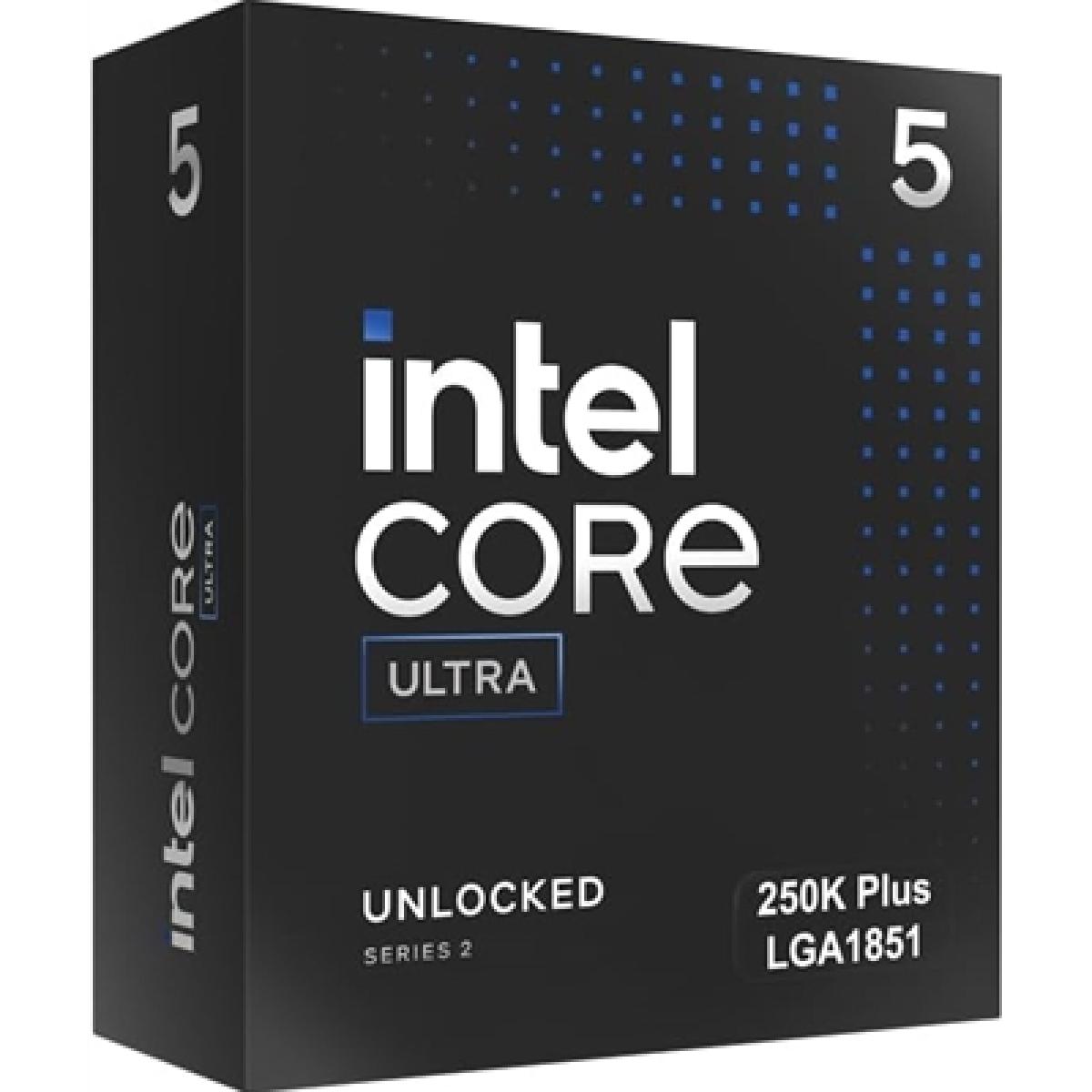Intel Core Ultra 5 processor 250K Plus, 18 Cores, 18 Threads, 3.3GHz up to 5.3GHz, LGA 1851 Socket ,30MB Cache, 125W, Maximum Turbo Power 159W, Intel Graphics, No Cooler
