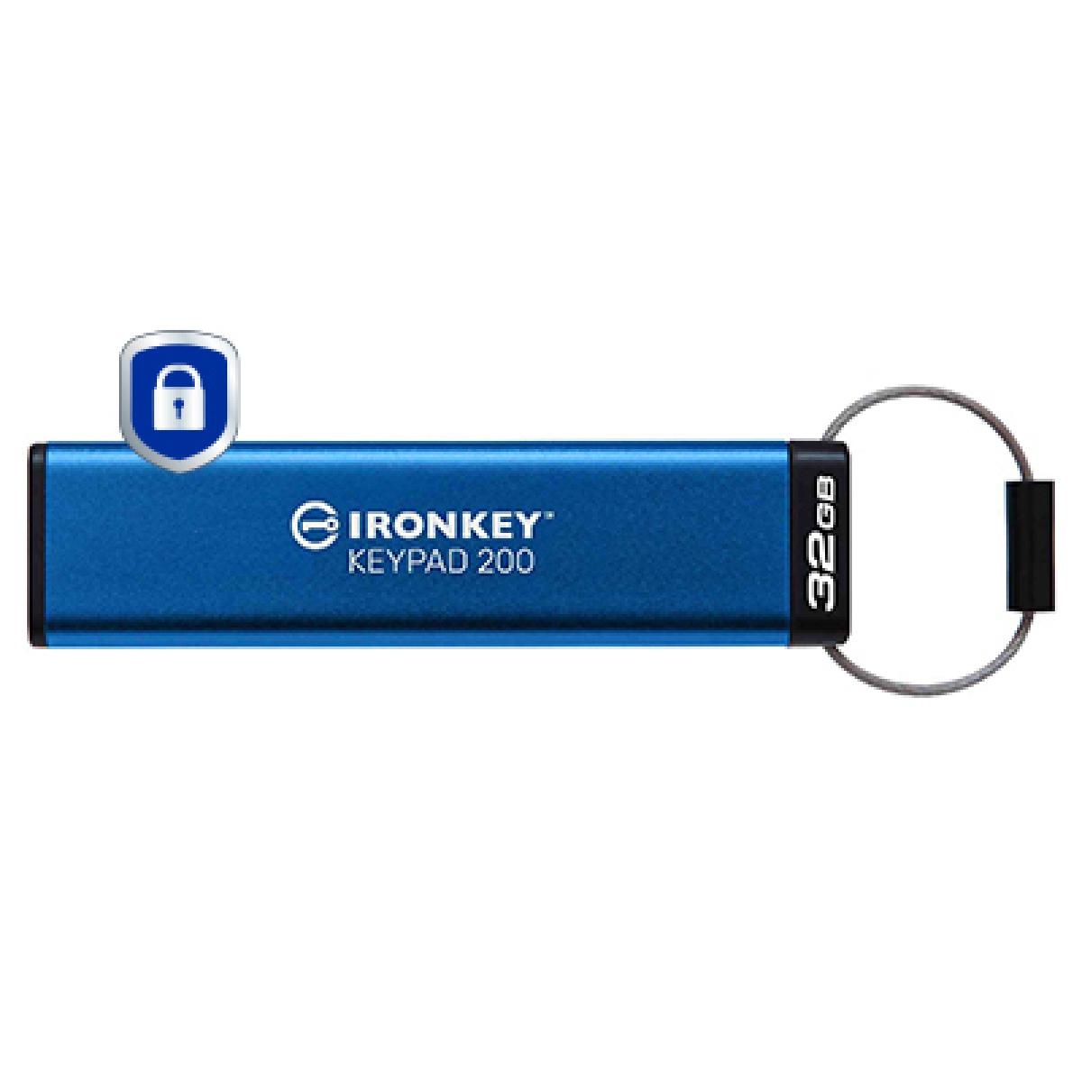 Kingston Technology IronKey 32GB Keypad 200, FIPS 140-3 Lvl 3 AES-256 Hardware Encrypted