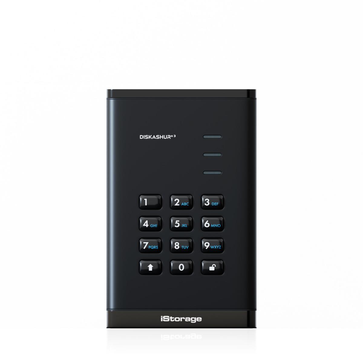 iStorage diskAshur³ 500GB Black | Secure Portable Hard Drive | | FIPS 140-3 Level 3 Complaint |Common Criteria EAL 5+ | PIN protected | AES-XTS 256-bit hardware encryption | GDPR, TAA Compliant | Dust/Water Resistant |