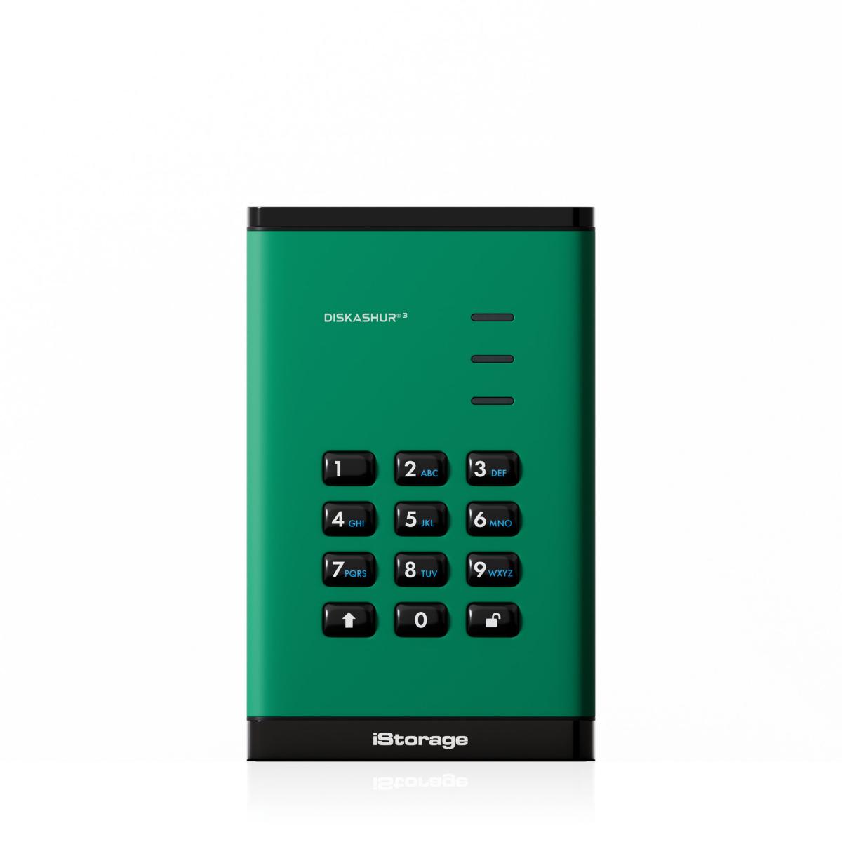 iStorage diskAshur³ SSD 8TB Green | Secure Portable Solid State Drive | FIPS 140-3 Level 3 Complaint |Common Criteria EAL 5+ | PIN protected | AES-XTS 256-bit hardware encryption | GDPR, TAA Compliant | Dust/Water Resistant |