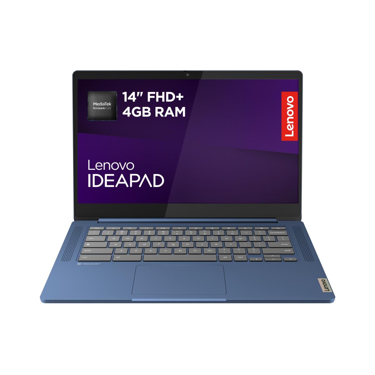 Lenovo IdeaPad Slim 3 Chrome 14M868 MediaTek Kompanio 520 Chromebook 35.6 cm (14") Full HD 4 GB LPDDR4x-SDRAM 128 GB eMMC Wi-Fi 6 (802.11ax) ChromeOS UK English Blue