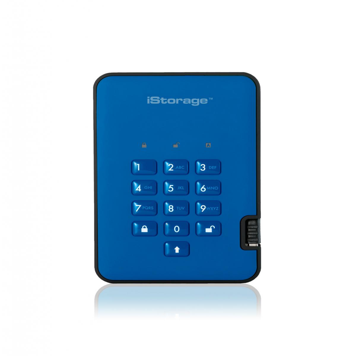 iStorage diskAshur² HDD 3TB Blue | Secure Portable Hard Drive |AES-XTS 256-bit Hardware Encryption | PIN protected | OS & Platform Independent | TAA Compliant|Brute force hack defence | Dust/Water Resistant