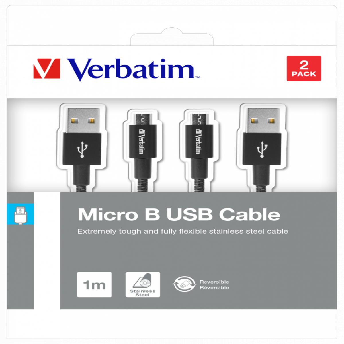 Verbatim 48874 USB cable USB 3.2 Gen 1 (3.1 Gen 1) 1 m Micro-USB A USB A Black