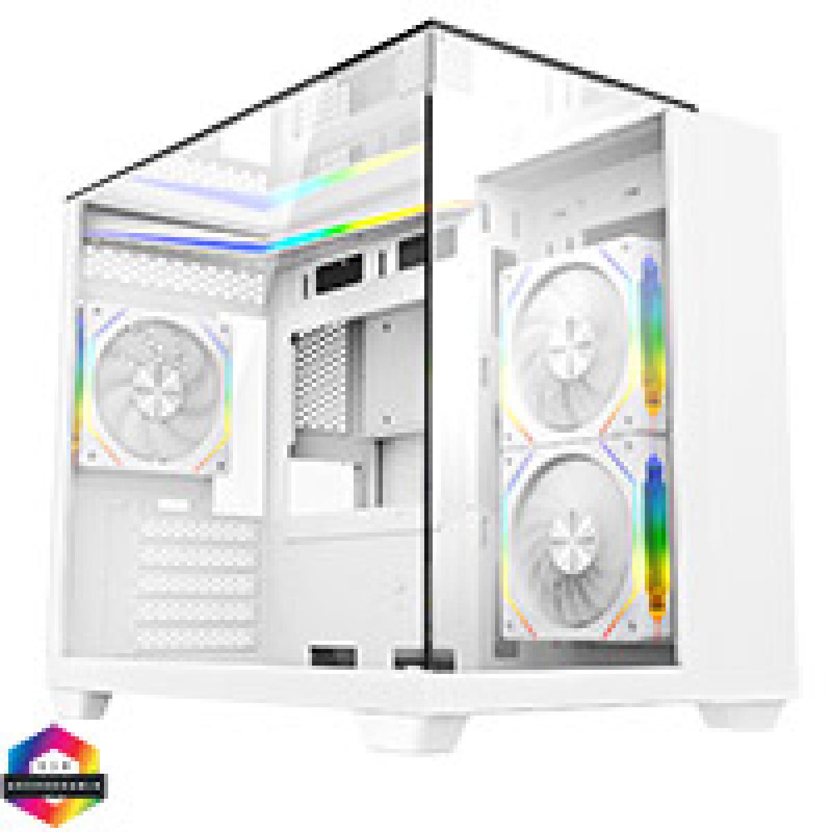 CiT Eclipse White Micro-ATX Gaming Case With Three-Sided Tempered Glass and LED Strip With 3 x 120mm Infinity ARGB Fans