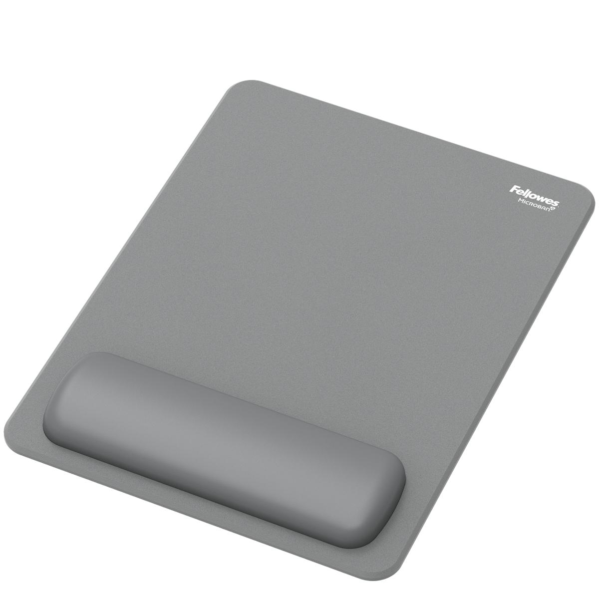 Fellowes Breyta XL Mouse Mat Wrist Rest XL Mouse Pad Wrist Support with Antibacterial Protection Ergonomic Mouse Mat Grey