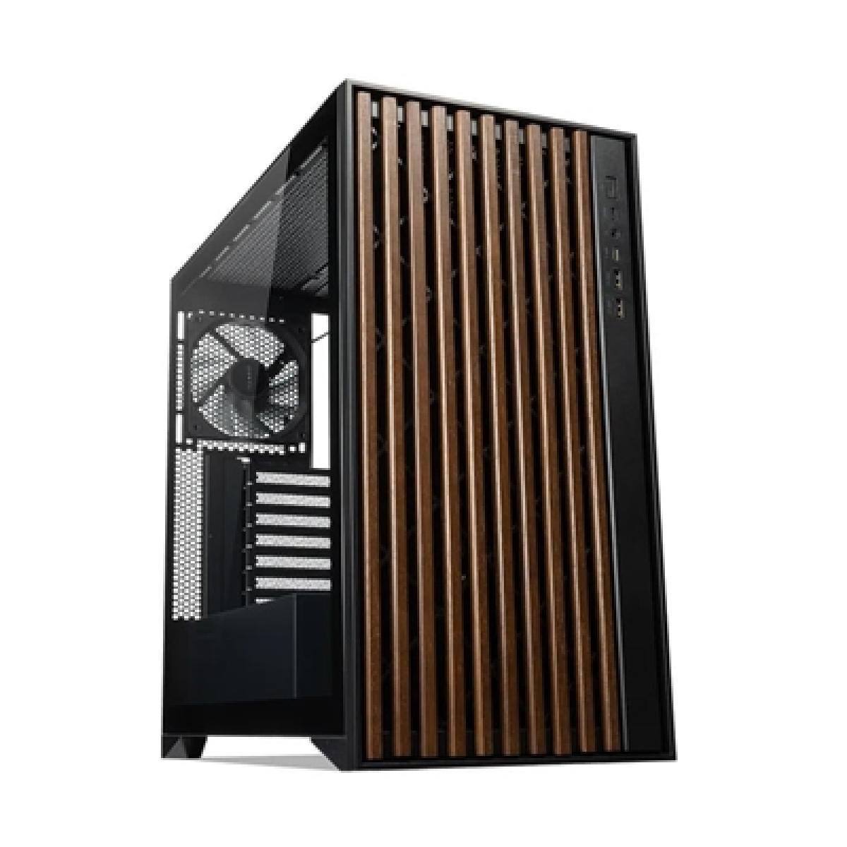 TecWare Timber ATX PC Case, High Airflow Mid Tower with Wood Front Panel, 4 Pre-Installed 120mm Fans, Tool-Free Dual Glass Panels, USB-C, Supports 360mm Radiators, ATX/mATX/ITX - Black