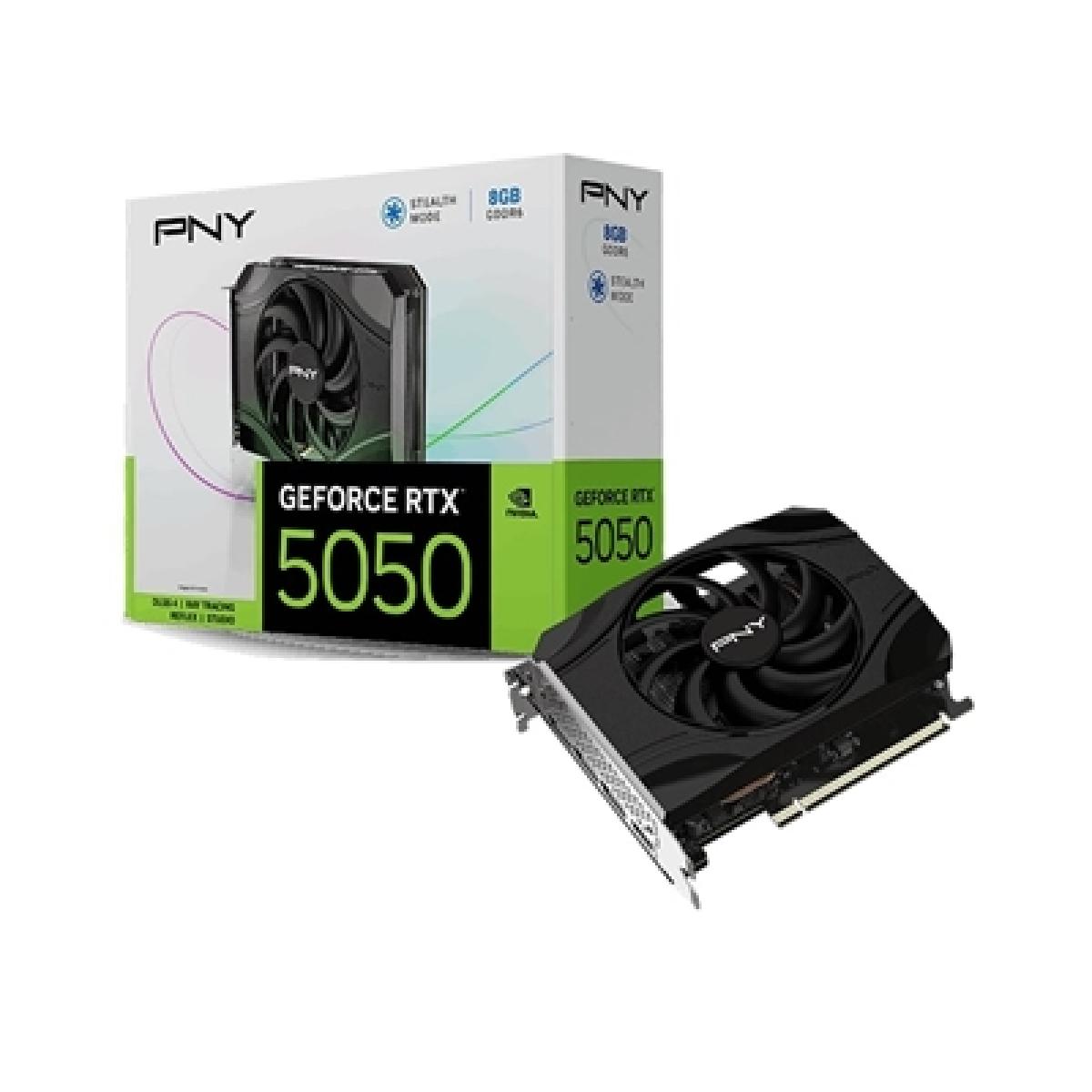 PNY NVIDIA GeForce RTX 5050 8GB GDDR6 Graphics Card, 2560 CUDACores, 2317 MHz Core Clock, Single Fan, 3x DisplayPorts / 1x HDMI Port