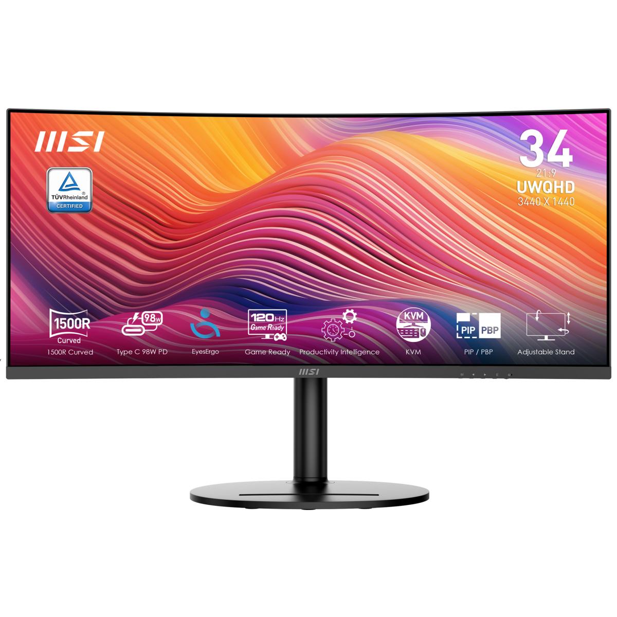 MSI Modern MD342CQP computer monitor 86.4 cm (34") 3440 x 1440 pixels UltraWide Quad HD LCD Black