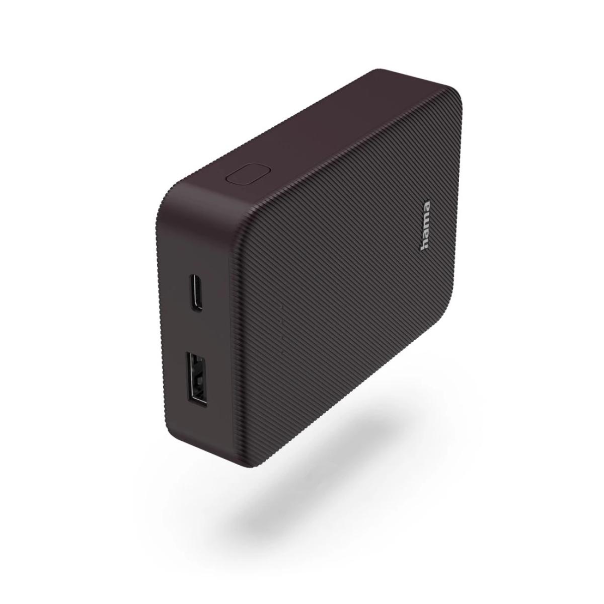 Hama Colour 10 Power Pack, 10000 mAh, 2 Outputs: USB-C, USB-A, plum