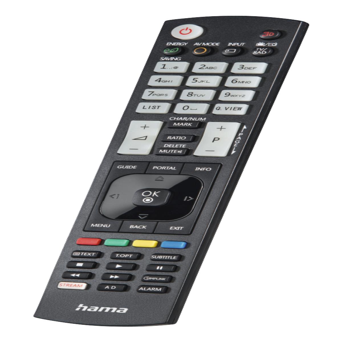Hama Universal Remote Control for LG TVs, IR, Teachable, Illuminating Buttons