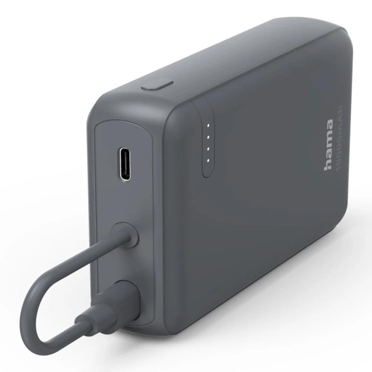 Hama “Travel” Power Pack with Cable, 10000mAh, 2 Outputs: 2x USB-C, anthracite