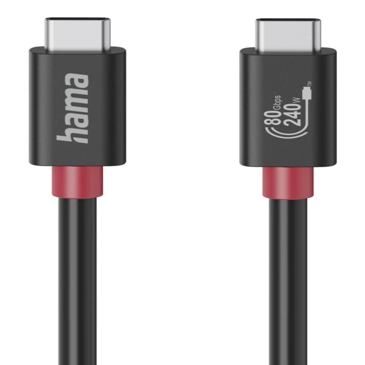 Hama USB-C Cable, E-Marker, USB4 Gen4, 80 Gbit/s, 5 A, 240 W, 1.00 m