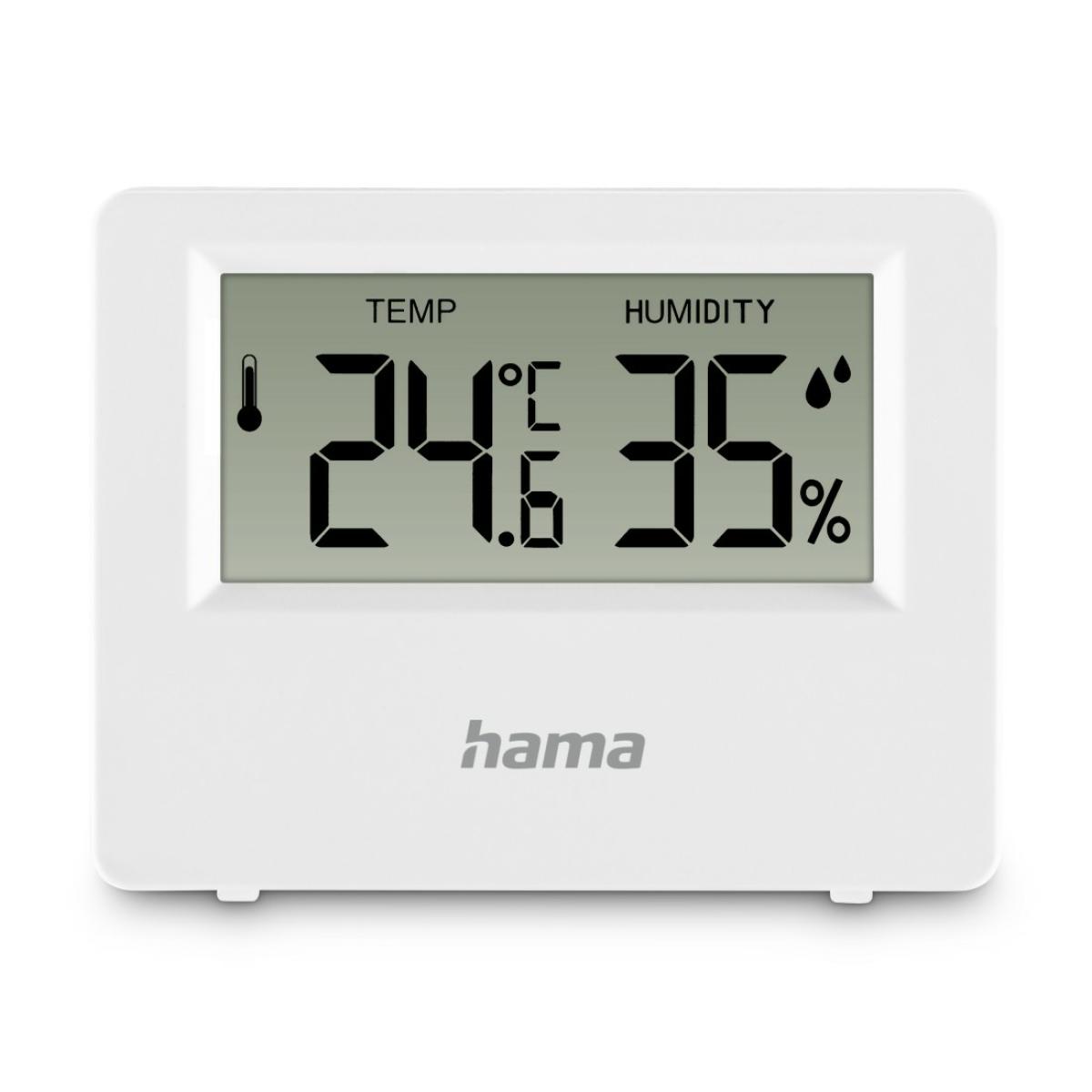 Hama Ebro Thermometer and Hygrometer, Digital, For Indoors or Outdoors, white