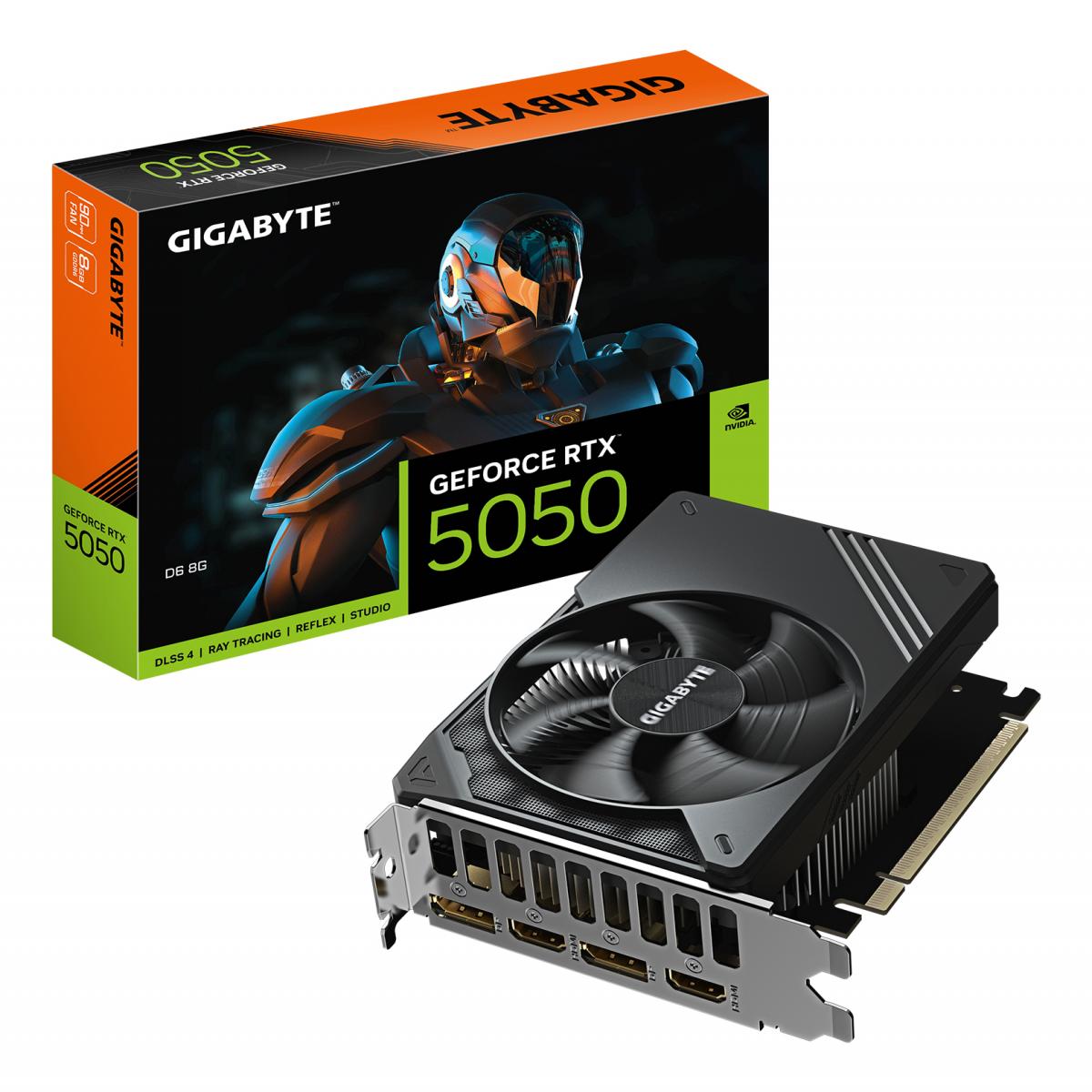 GIGABYTE GeForce RTX 5050 D6 8G Graphics Card - 8GB GDDR6, 128bit, PCI-E 5.0, 2572MHz Core Clock, 2 x DP, 2 x HDMI, NVIDIA DLSS 4, GV-N5050D6-8GD