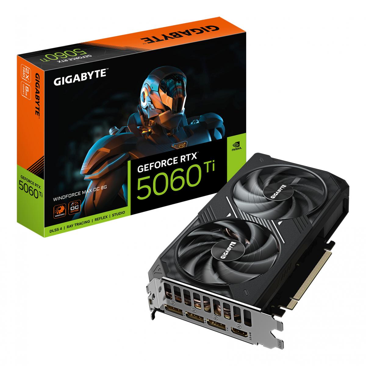 GIGABYTE GeForce RTX 5060 Ti EAGLE MAX OC 8G Graphics Card - 8GB GDDR7, 128bit, PCI-E 5.0, 2617MHz Core Clock, 3 x DP, 1 x HDMI, NVIDIA DLSS 4, GV-N506TEAGLEMAX OC-8GD