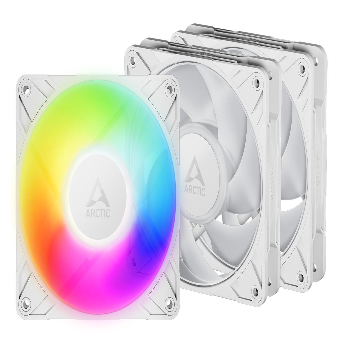 ARCTIC Freezer P12 Pro A-RGB (White) - 3 Pack 120 mm A-RGB PWM Fan with Cable Splitter