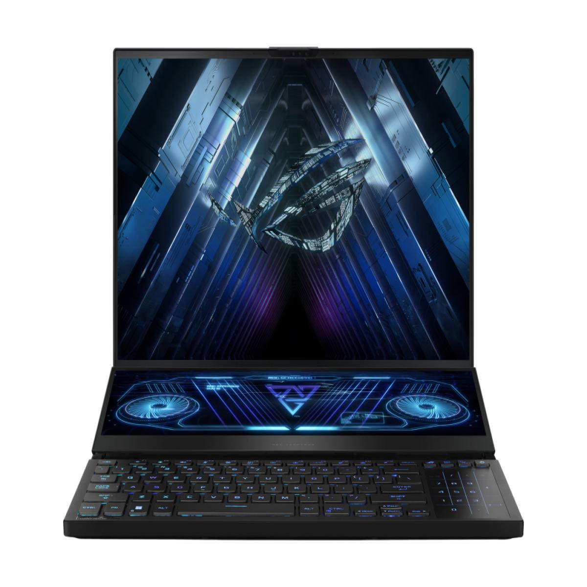 ASUS ROG Zephyrus Duo 16 GX650PY-NM001W AMD Ryzen™ 9 7945HX Laptop 40.6 cm (16") WQXGA 64 GB DDR5-SDRAM 2 TB SSD NVIDIA GeForce RTX 4090 Wi-Fi 6E (802.11ax) Windows 11 Home Black